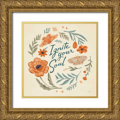Winged Study IV Cream Gold Ornate Wood Framed Art Print with Double Matting by Penner, Janelle