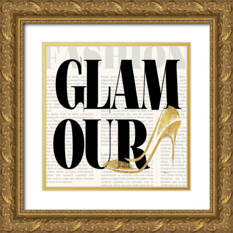 Fashion Sense IV BW Gold Ornate Wood Framed Art Print with Double Matting by Pela Studio