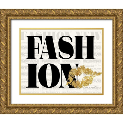 Fashion Sense II BW Gold Ornate Wood Framed Art Print with Double Matting by Pela Studio