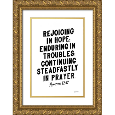 Bible Saying VI BW Gold Ornate Wood Framed Art Print with Double Matting by Thorns, Becky