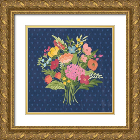 Love Letters XI No Banner Blue Gold Ornate Wood Framed Art Print with Double Matting by Marshall, Laura