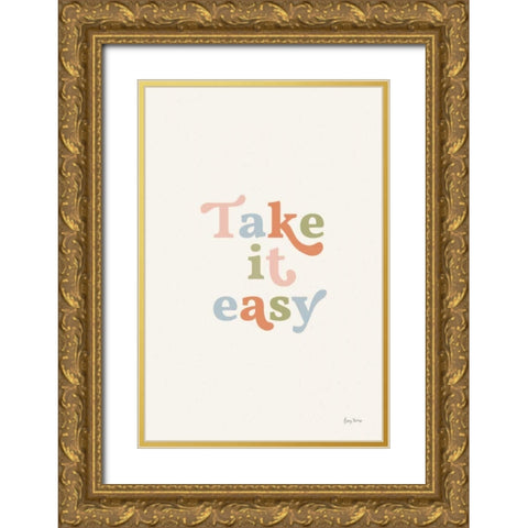 Take it Easy Pastel Gold Ornate Wood Framed Art Print with Double Matting by Thorns, Becky