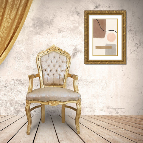 Geo Abstract I Neutral Pink Gold Ornate Wood Framed Art Print with Double Matting by Thorns, Becky