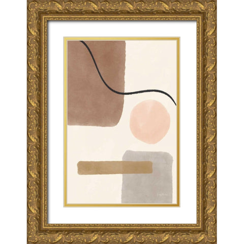 Geo Abstract I Neutral Pink Gold Ornate Wood Framed Art Print with Double Matting by Thorns, Becky
