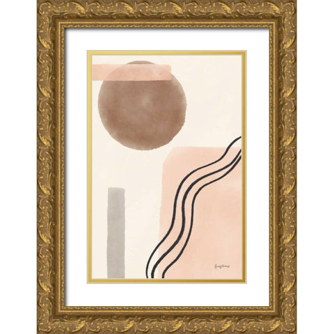 Geo Abstract II Neutral Pink Gold Ornate Wood Framed Art Print with Double Matting by Thorns, Becky