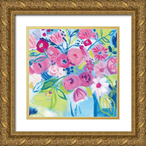 Spring Burst II Gold Ornate Wood Framed Art Print with Double Matting by Zaman, Farida