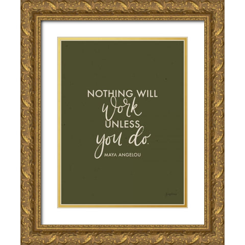 Words of Wisdom II Green Crop Gold Ornate Wood Framed Art Print with Double Matting by Thorns, Becky