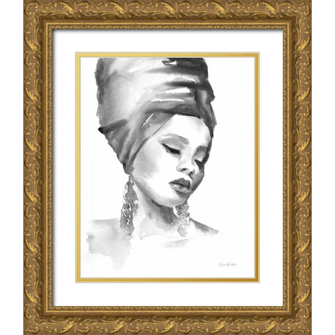 Woman II BW Gold Ornate Wood Framed Art Print with Double Matting by Valle, Aimee Del