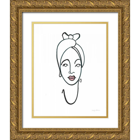 Beauty I Pink Lips Gold Ornate Wood Framed Art Print with Double Matting by Tillmon, Avery
