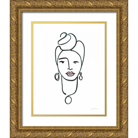Beauty IV Pink Lips Gold Ornate Wood Framed Art Print with Double Matting by Tillmon, Avery