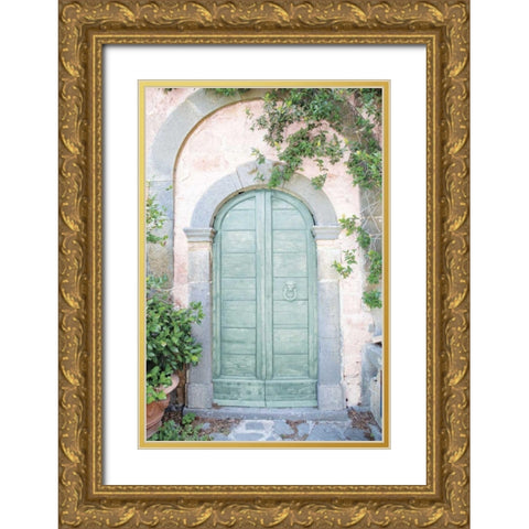 Venice Doorway Light Gold Ornate Wood Framed Art Print with Double Matting by Aledanda