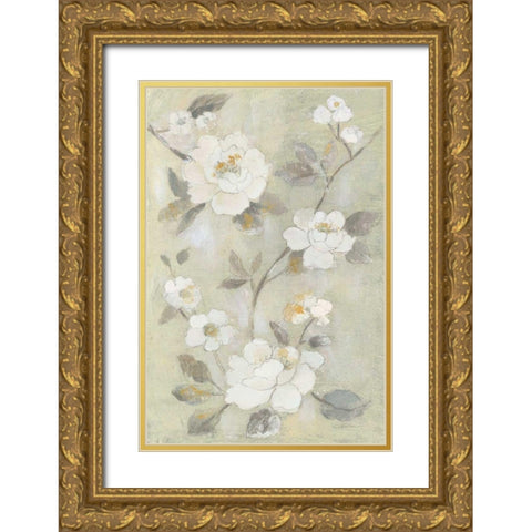 Romantic Spring Flowers I White Gold Ornate Wood Framed Art Print with Double Matting by Vassileva, Silvia