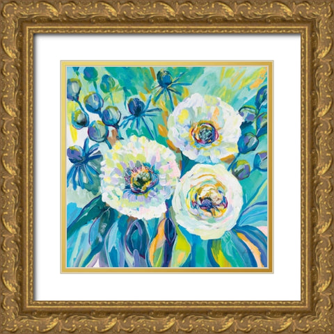 Floral Elation Gold Ornate Wood Framed Art Print with Double Matting by Vertentes, Jeanette