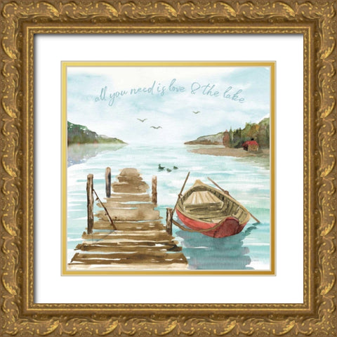 Lake Love II Gold Ornate Wood Framed Art Print with Double Matting by June, Dina