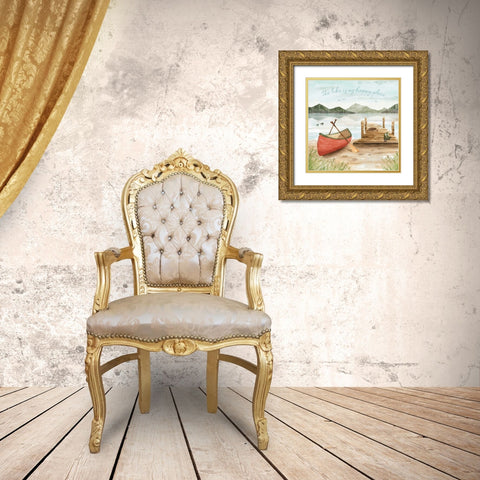 Lake Love III Gold Ornate Wood Framed Art Print with Double Matting by June, Dina