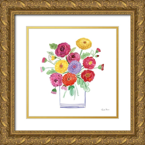 Mums Gold Ornate Wood Framed Art Print with Double Matting by Zaman, Farida