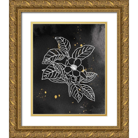 Indigo Blooms I Black Gold Ornate Wood Framed Art Print with Double Matting by Wild Apple Portfolio
