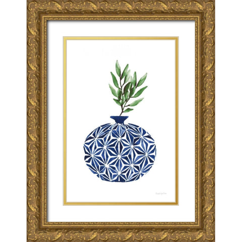 Cobalt Geometric Vases IV Gold Ornate Wood Framed Art Print with Double Matting by Charro, Mercedes Lopez