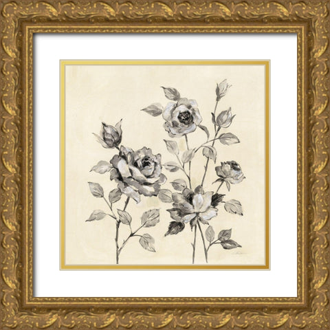 Spring Graphic Floral Gold Ornate Wood Framed Art Print with Double Matting by Vassileva, Silvia