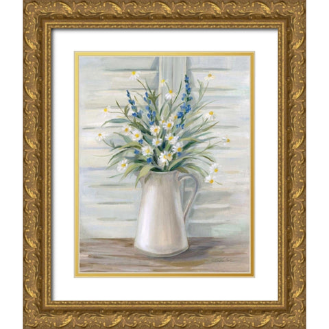 Cottage Windowsill Gold Ornate Wood Framed Art Print with Double Matting by Vassileva, Silvia