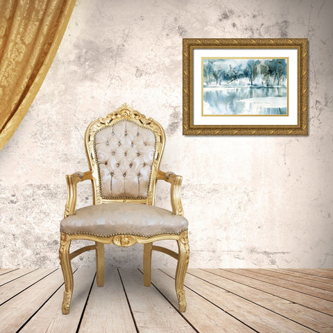 Blue Reflections Gold Ornate Wood Framed Art Print with Double Matting by Pete, Katrina