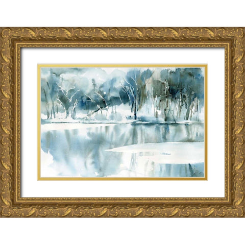 Blue Reflections Gold Ornate Wood Framed Art Print with Double Matting by Pete, Katrina