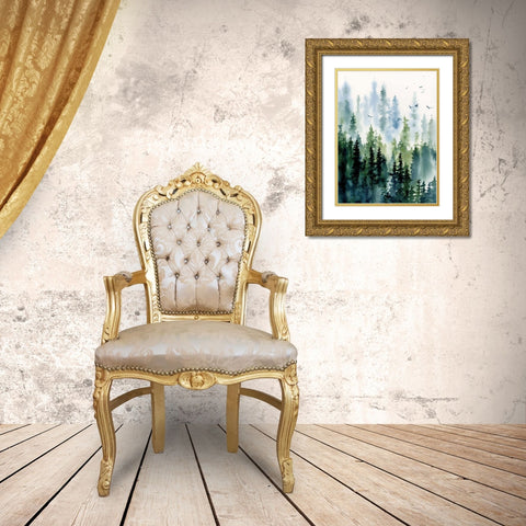 Treeline Gold Ornate Wood Framed Art Print with Double Matting by Pete, Katrina