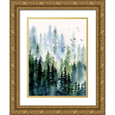 Treeline Gold Ornate Wood Framed Art Print with Double Matting by Pete, Katrina