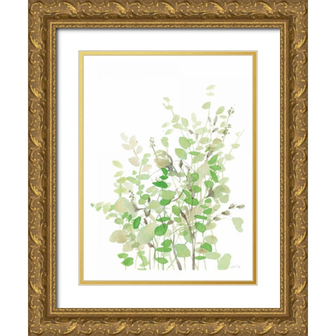 Spring Greens Gold Ornate Wood Framed Art Print with Double Matting by Pete, Katrina