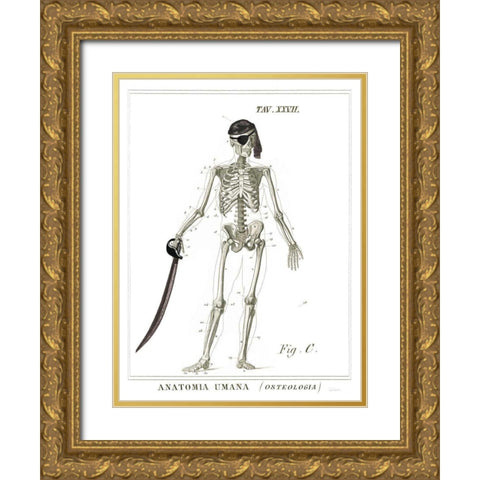 Dandy Bones Pirate Gold Ornate Wood Framed Art Print with Double Matting by Schlabach, Sue