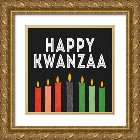 Happy Kwanzaa I Gold Ornate Wood Framed Art Print with Double Matting by McKenna, Kathleen Parr