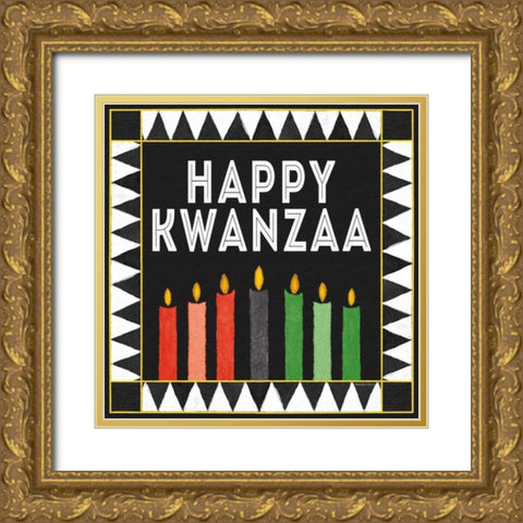 Happy Kwanzaa II Gold Ornate Wood Framed Art Print with Double Matting by McKenna, Kathleen Parr