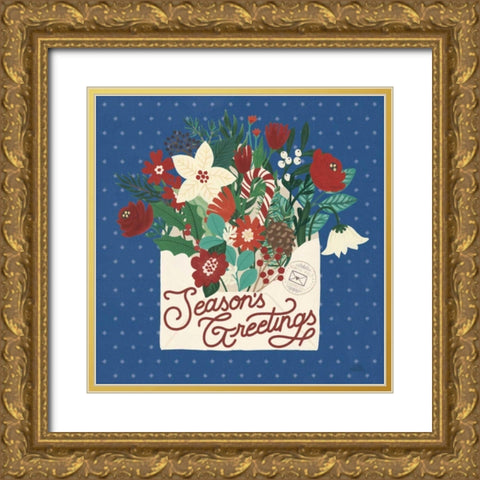 Christmas Wishes III Dark Gold Ornate Wood Framed Art Print with Double Matting by Marshall, Laura