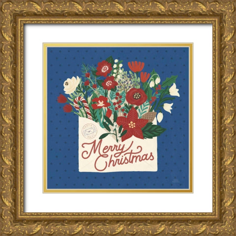 Christmas Wishes IV Dark Gold Ornate Wood Framed Art Print with Double Matting by Marshall, Laura