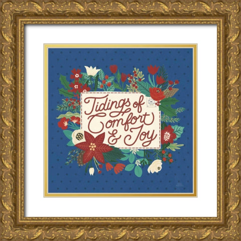 Christmas Wishes V Dark Gold Ornate Wood Framed Art Print with Double Matting by Marshall, Laura