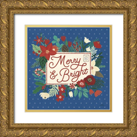 Christmas Wishes VI Dark Gold Ornate Wood Framed Art Print with Double Matting by Marshall, Laura