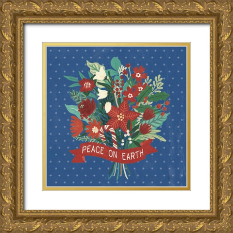 Christmas Wishes VIII Dark Gold Ornate Wood Framed Art Print with Double Matting by Marshall, Laura