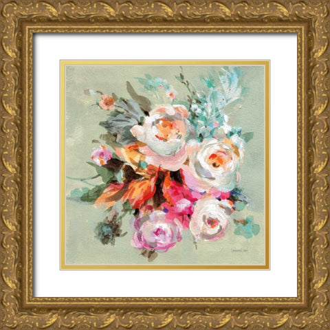 Windblown Blooms I Gold Ornate Wood Framed Art Print with Double Matting by Nai, Danhui
