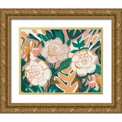Gardenia I Gold Ornate Wood Framed Art Print with Double Matting by Gallagher, Megan