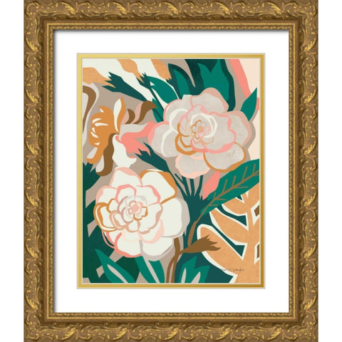 Gardenia II Gold Ornate Wood Framed Art Print with Double Matting by Gallagher, Megan