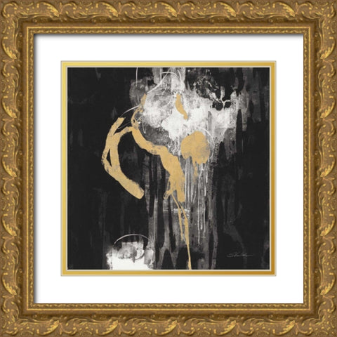 Golden Rain I BW Gold Ornate Wood Framed Art Print with Double Matting by Vassileva, Silvia