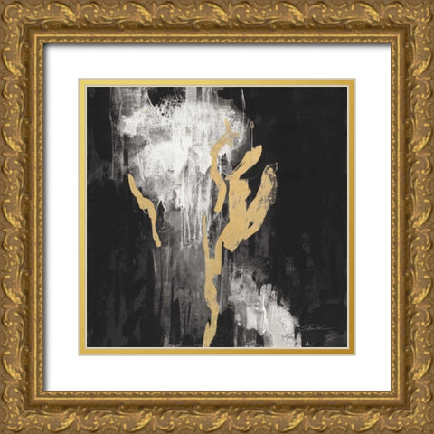 Golden Rain II BW Gold Ornate Wood Framed Art Print with Double Matting by Vassileva, Silvia