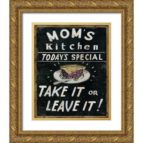 Moms Kitchen Gold Ornate Wood Framed Art Print with Double Matting by Pela Studio