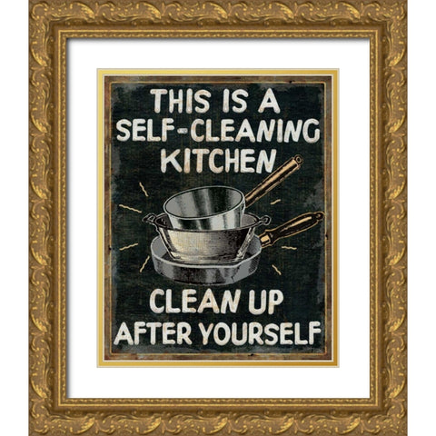 Self Cleaning Kitchen Gold Ornate Wood Framed Art Print with Double Matting by Pela Studio