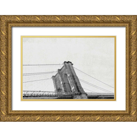 Brooklyn Bridge From Below Gold Ornate Wood Framed Art Print with Double Matting by Wild Apple Portfolio