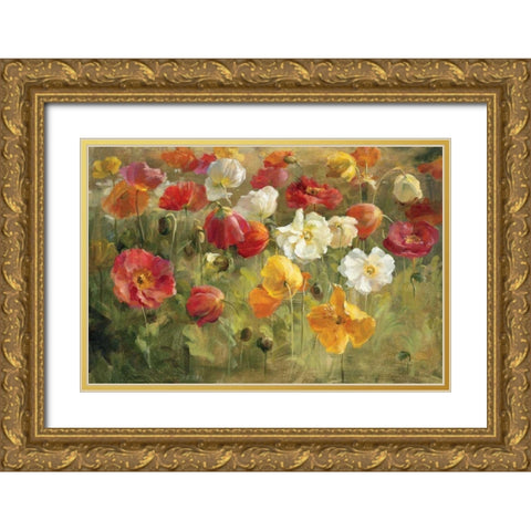 Poppy Field Gold Ornate Wood Framed Art Print with Double Matting by Nai, Danhui