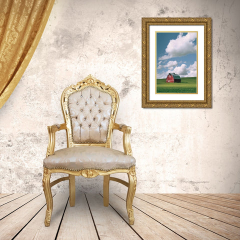 Palouse Region Red Barn II Gold Ornate Wood Framed Art Print with Double Matting by Majchrowicz, Alan