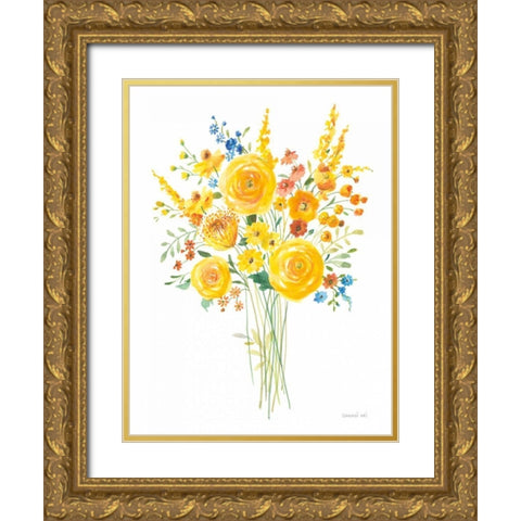 Sunshine Bouquet II Gold Ornate Wood Framed Art Print with Double Matting by Nai, Danhui