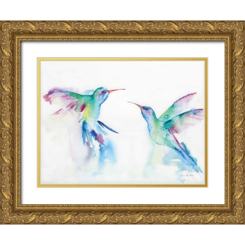 Hummingbirds I Gold Ornate Wood Framed Art Print with Double Matting by Valle, Aimee Del