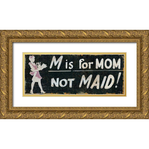 M is for Mom Gold Ornate Wood Framed Art Print with Double Matting by Pela Studio